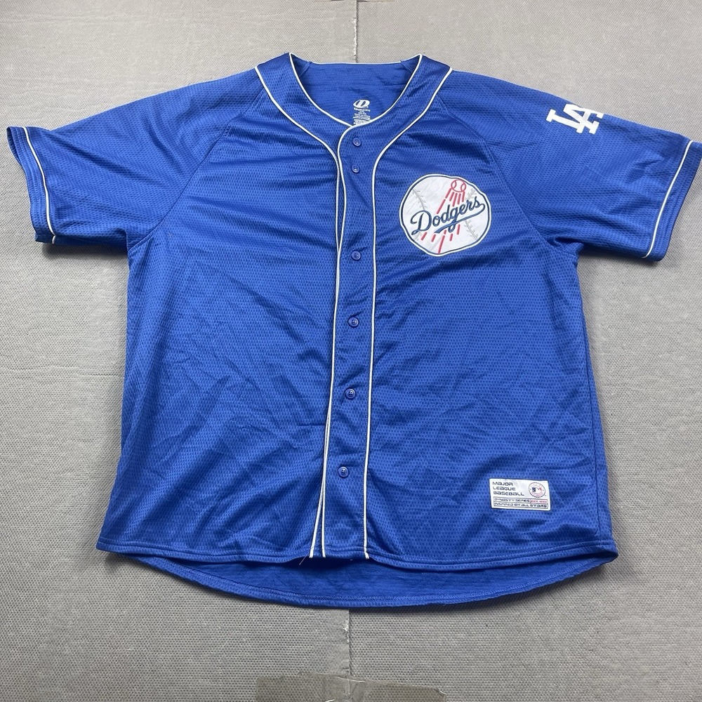 Los Angeles Dodgers Jersey Mens 2XL Blue MLB Baseball Dynasty Button Front